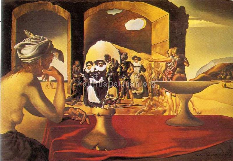 奴隶市场和隐藏的伏尔泰半身像 - 萨尔瓦多·达利